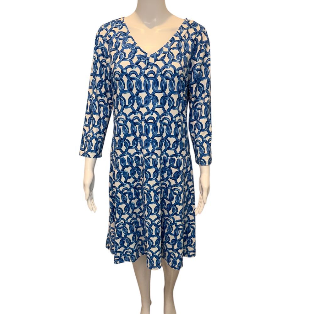 Barbara Gerwit Nautical Boat Blue Link Dress Size L